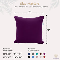 Microfiber Square Soft Pillow Cushion For Sofa & Bed, Purple - 16 X 16 Inch | Fluffy For Comfort & Back Support | Breathable, Washable | Premium Velvet Outer Cover With Zip - Pack Of 5