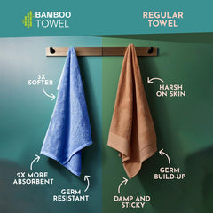 Heelium Bamboo Bath Towel 800 Gsm | 3x Softer & Quick Drying (Iris, Grey)- Pack Of 2