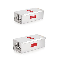 Stainless Steel Jewellery Box Organisers For Women | Cash Box For Home & Shop Counter With Locking System & Glossy Finish, Set Of 2, Small & Large