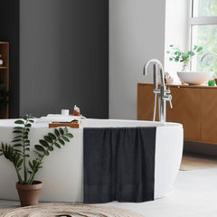 Boutiquo 100% Cotton Bath Towel 500 Gsm | Compact Quick Dry Lightweight Soft & Highly Absorbent Large Size Bath Towel - Charcoal Grey