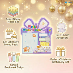 Christmas Sticky Notes - 30 Small Sticky, 30 Medium Sticky | Stationery Gift For Student - Purple