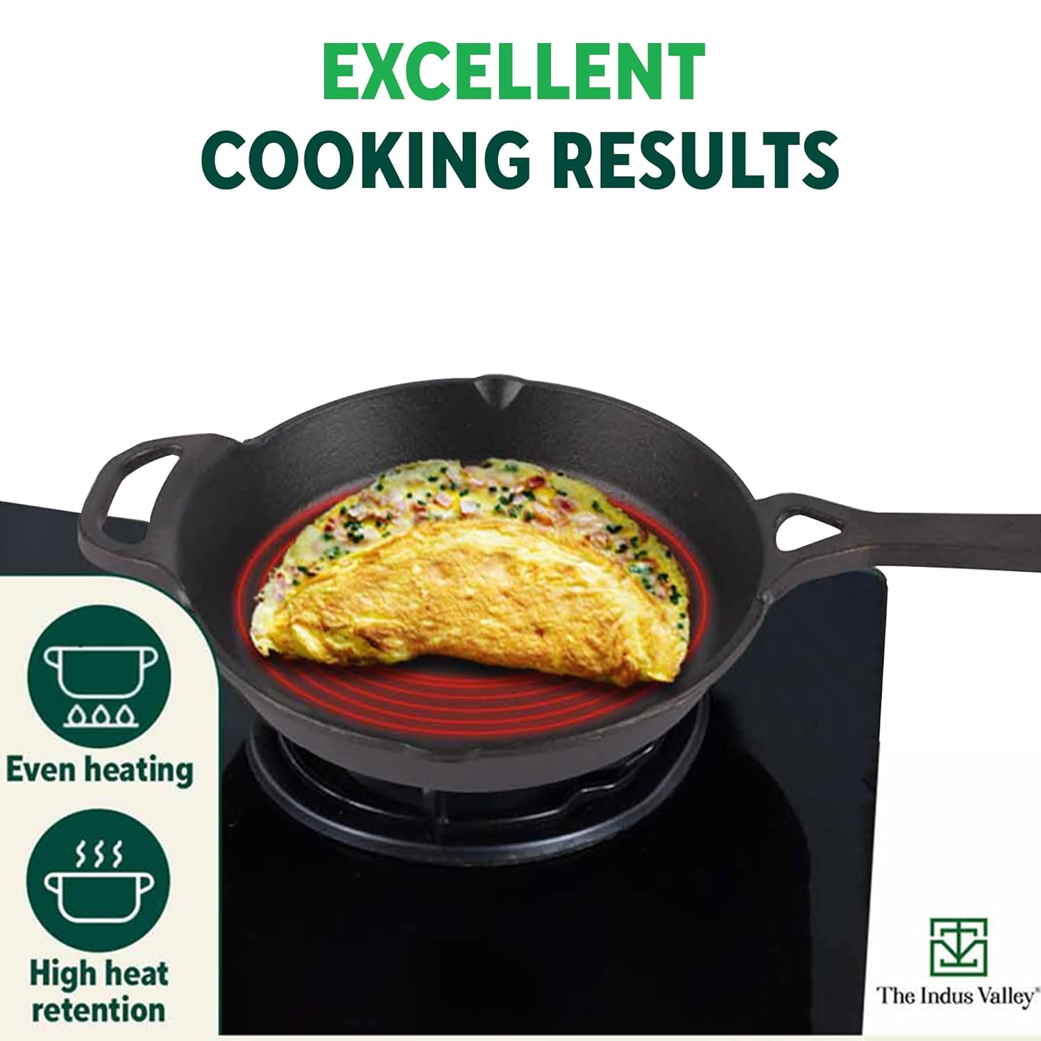 Pre-Seasoned Black Cast Iron Fry Pan Or Skillet With Long Handle - Medium 26.2cm, 10.3 Inch, 1.8 Ltr, 2.3 Kg | Induction Friendly, Nonstick Fry Pan, 100% Pure & Toxin Free, No Chemical Coating