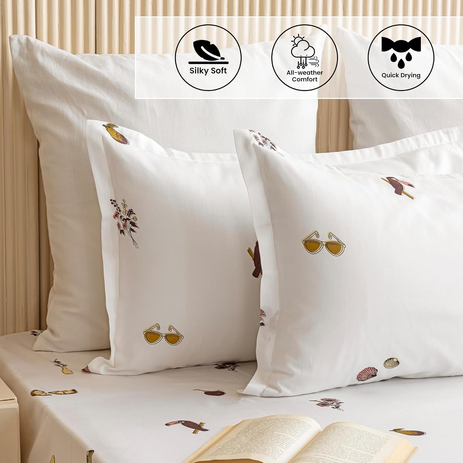 Soft Bedsheets For Queen Size With Two Pillow Cover - 90 X 100 Inches, White | Lightweight, Soft, Skin Friendly - Durable Bedsheets For Everyday Comfort
