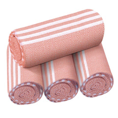 Destin Home Turkish Peshtemal Beach Towels 1.5 Kg | Cotton Soft, Lightweight, Quick-Drying & Absorbent For Beach Pool Spa Picnic Travel (Peach)- Set Of 4