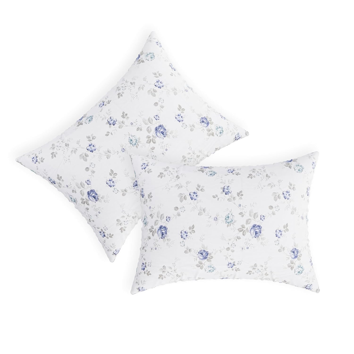 Floral Printed Double Bedsheet With 2 Pillow Covers - 90 X 100 Inches, White & Blue | Offering Superior Softness, Smoothness & Breathability For A Cozy, Luxurious Sleep Experience