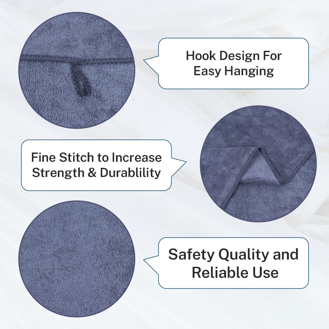 Fezora Microfiber Bath Towel 400 Gsm | For Men & Women Soft & Absorbent Weft Knitting Towels | Quick Dry Large Size Towel (Dark Grey & Dark Blue) - 2 Piece