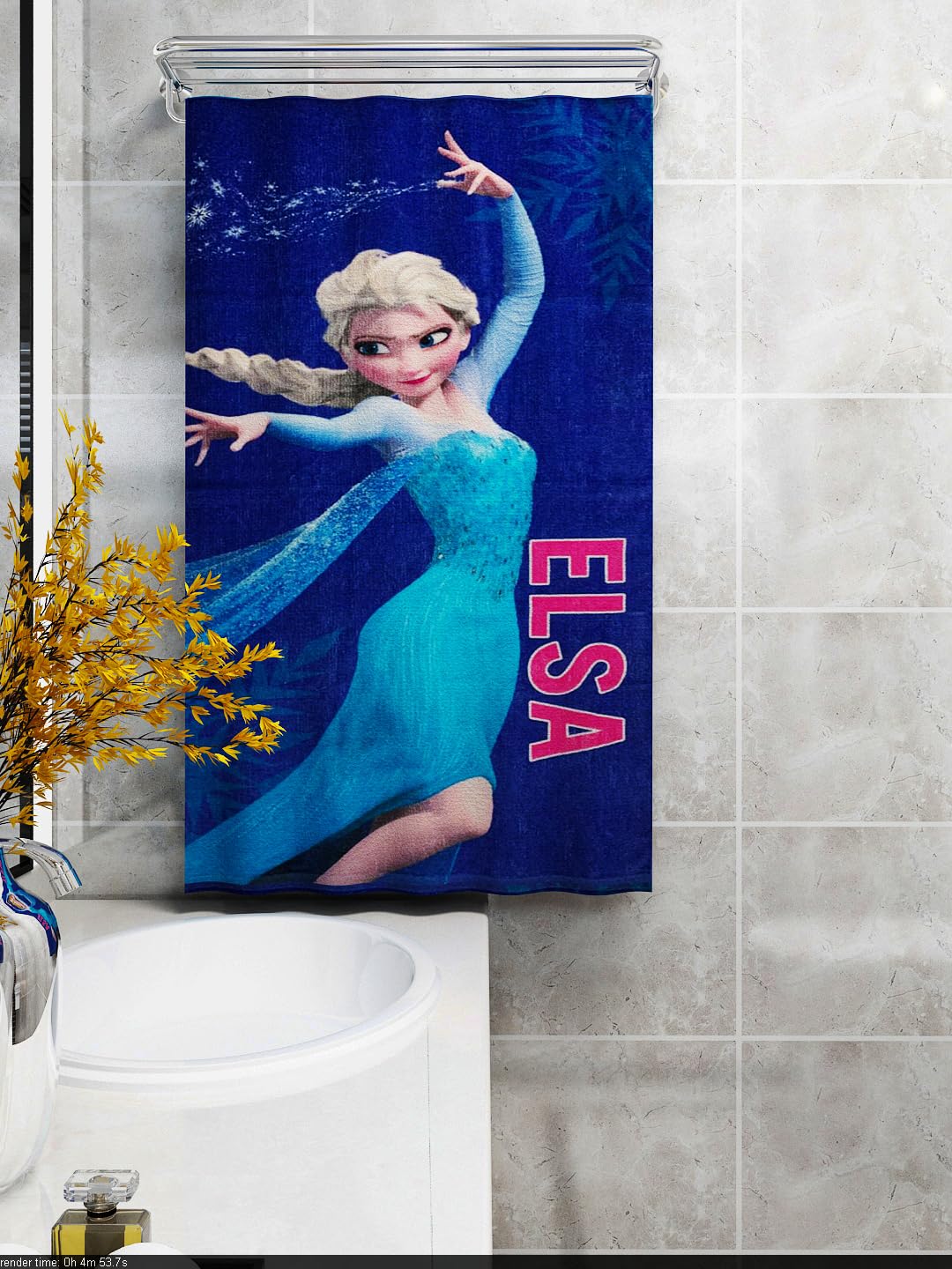 Athom Living Disney Frozen Kids Bath Towel 350 Gsm | Super Soft, Quick Dry, Highly Absorbent, Lightweight & Durable Towel (Blue)