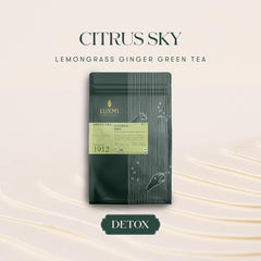 Luxmi Estates Citrus Sky Lemongrass Ginger Green Tea - 100gm, 3.5 Ounce, 50 Tea Bags | USDA Certified Organic Darjeeling Green Tea - Natural Lemon Balm Tea - Calming, Supports Digestion