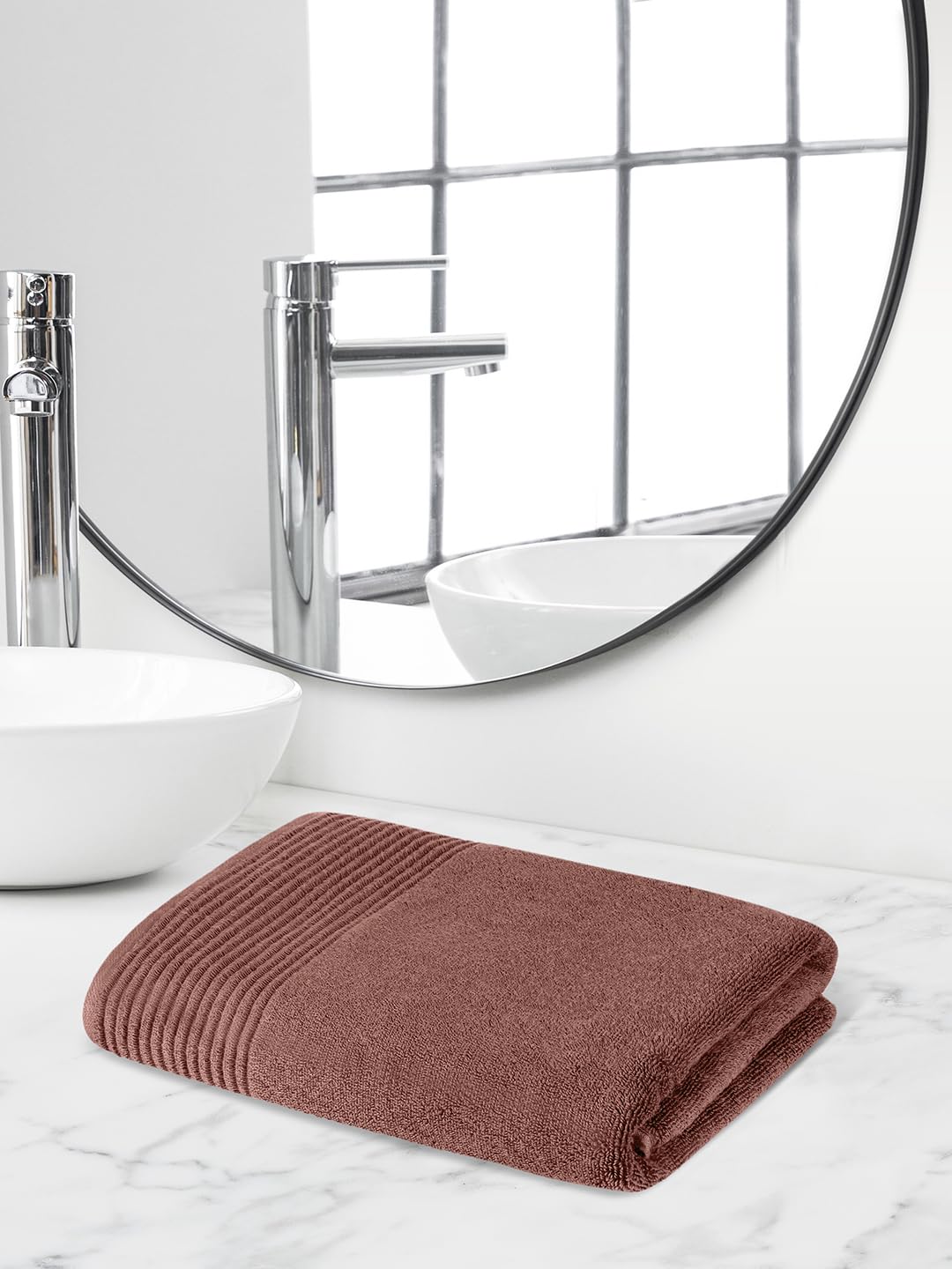 Himeya 100% Cotton Large Size Bath Towel 600 Gsm | Bath Towel For Men & Women (Orange Rust)