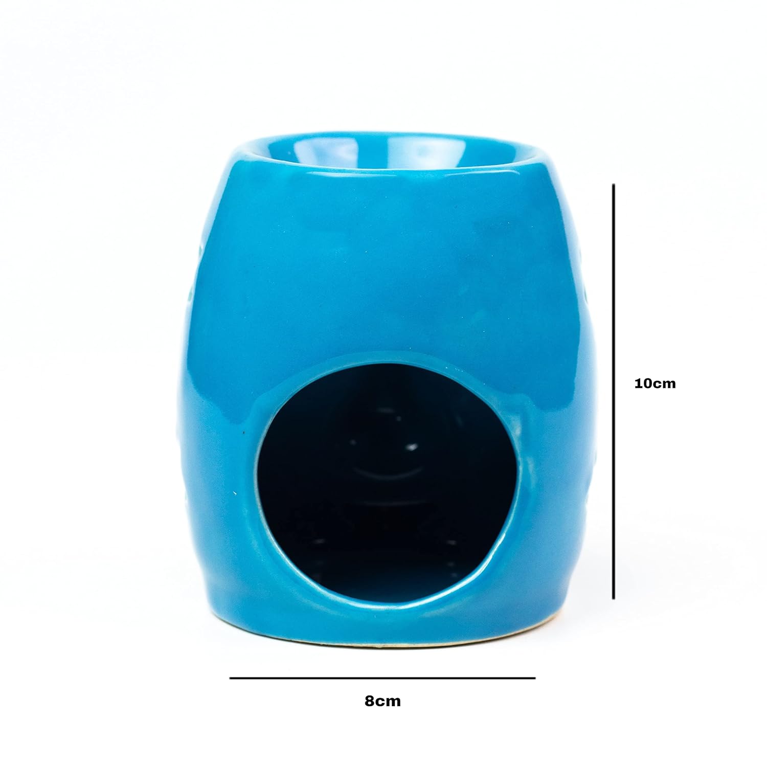 AQUA HANDCRAFTED SMALL CERAMIC BURNER WITH 1 T-LIGHT CANDLE | ROUND SHAPE