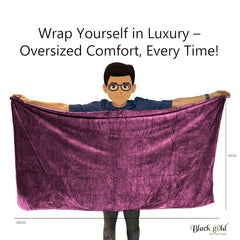 Black Gold The Finer Touch Oversized Microfiber Bath Towel 2100 Gsm | Soft Quick-Dry Microfiber Towel For Men & Women | Lightweight, Absorbent & Travel-Friendly (Purple) - Pack Of 3