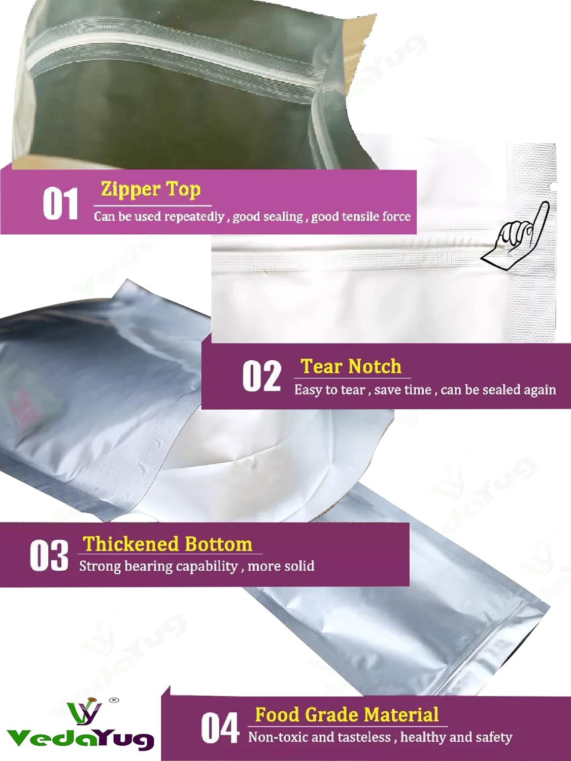 VedaYug Butterfly Pea Flower Herbal Tea - 40 Tea Bags, 120gm, 4.2 Ounce | High On Anti Oxidants, Sleep & Stress Relief Tea - Caffeine Free, No Additives | Use For Ice & Hot Tea