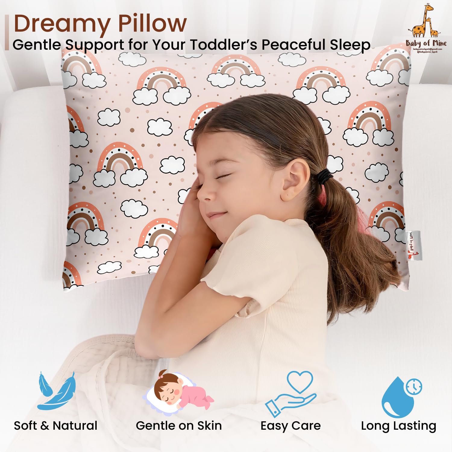 Premium Baby Pillow For Kids, Super Soft Cotton Kids Cushion - 12 X 18 Inches | For 5 Years Old Kids, Adorable Animal & Cartoon Prints | Bed Pillow, Washable, Easy To Care - Pillow 09