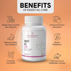 Autoimmunity Care Digest All Care Advanced All - In -1 Digestive Enzymes For Digestion Support Prevents Indigestion, Bloating, Gas & Stomach Discomfort | 30 Capsules, 50gm 0.1lbs