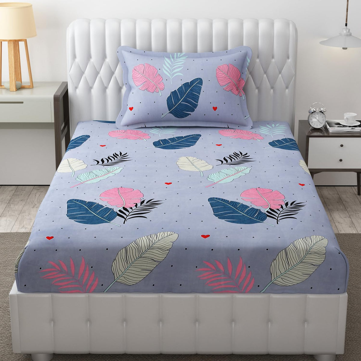 Microfiber Single Bedsheet Set With 1 Pillow Covers (60 X 90 Inches) Multicolor | Durable & Long-Lasting | 144 Thread Count | Wrinkle Free