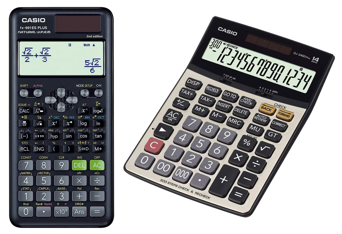 Casio FX-991ES Plus-2nd Edition Scientific Calculator & Casio Desktop Calculator | 14 Digit Display & 300 Steps Check & Correct Calculator