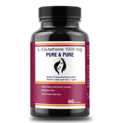 Pure & Pure Healthcare L- Glutathione Capsules 1000mg With Vitamin E & C For Glowing Skin | 60 Capsules , 100gm 0.2lbs