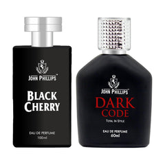 John Phillips Black Cherry 100ml 3.4 Fl.oz. & Dark Code Eau De Perfume 60ml 2 Fl.oz. | Combo Of 2 For Men