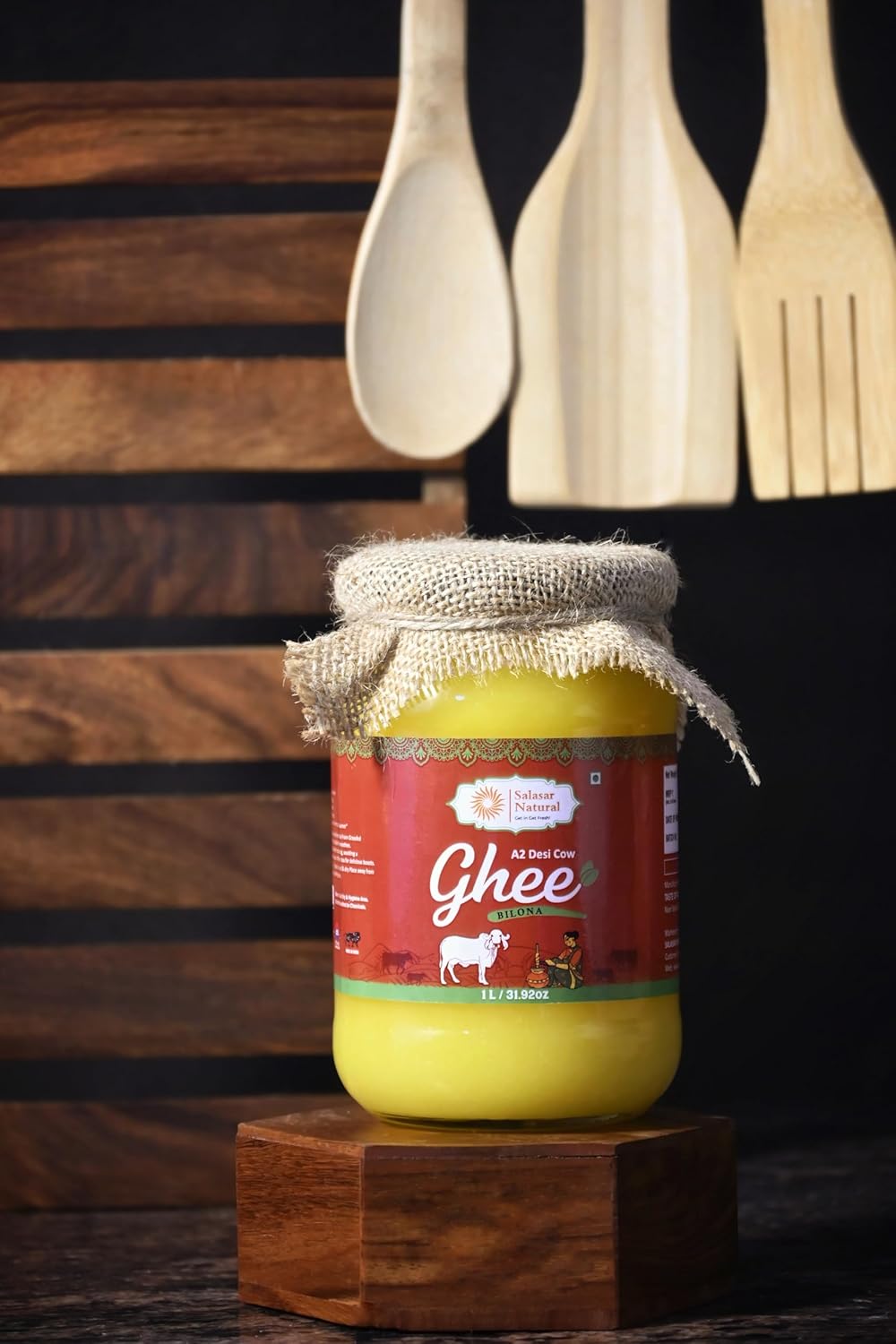 100% Pure A2 Bilona Desi Cow Ghee By Salasar Organic | Bilona Method Curd-Churned Pure Desi Ghee Good For Cooking | (250ml) 8.4 Ounce | Jar Pack