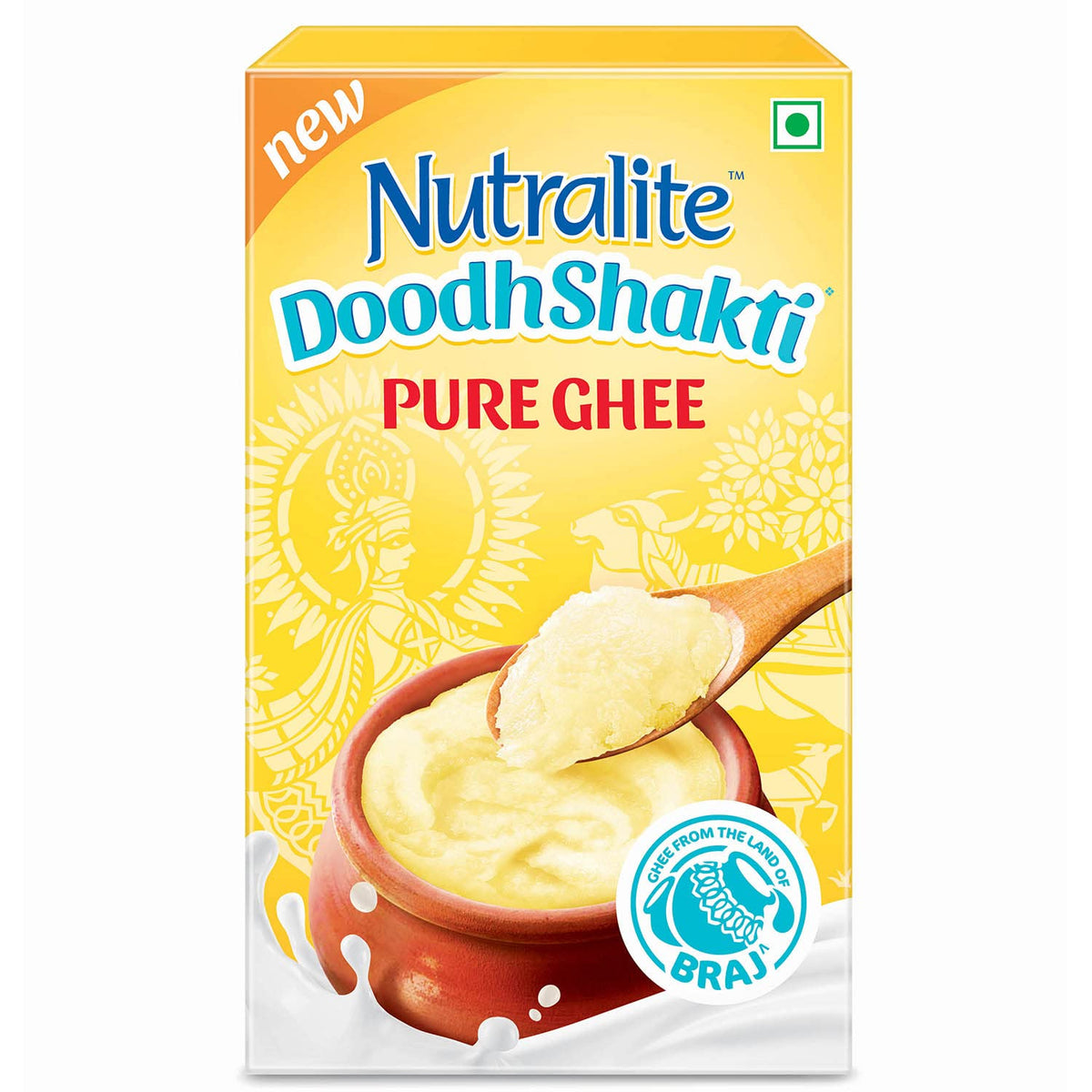 100% Natural Doodhshakti Pure Ghee By Nutralite | Rich Source Of Vitamin A & Healthy Delicious Pure Ghee Good For Halwa | (1 Liters) 33.8 Ounce | Box Pack