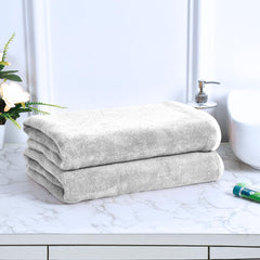 Black Gold The Finer Touch Premium Microfiber Bath Towels 800 Gsm | Lightweight Ultra-Soft Fade Resistant (White) - 2 Pcs