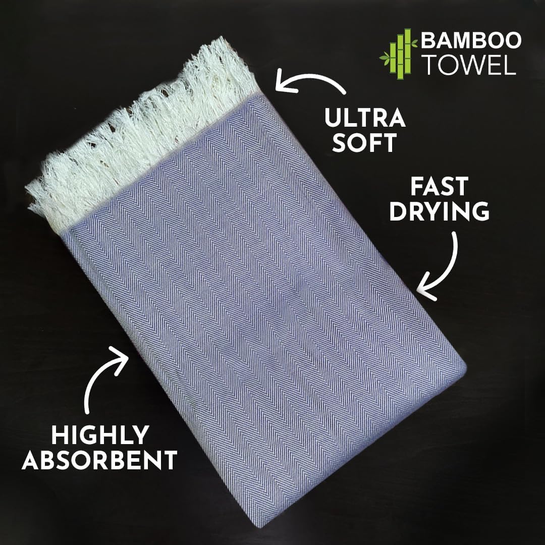 Heelium 100% Bamboo Bath Towel 400 Gsm | Ultra Soft & Lightweight Highly Absorbent & Fast Drying Turkish Bath Towel (Pack Of 1)- Navy Blue