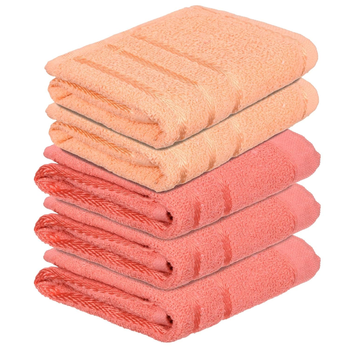 Kuber Industries Face Towel 1000 Gsm | Towels For Daily Use Workout Hand Towel | Lining Design | Pack Of 5 (Orange & Peach)
