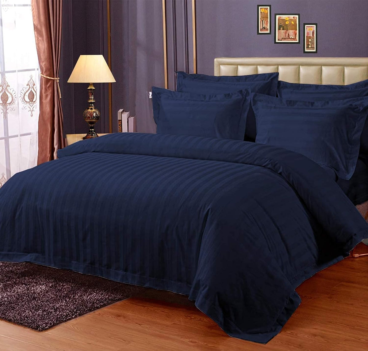 Plain Double Bedsheet For King Size With 2 Pillow Cover - 90 X 100 Inches, Blue | Light Weight & Breathable, Wrinkle Free
