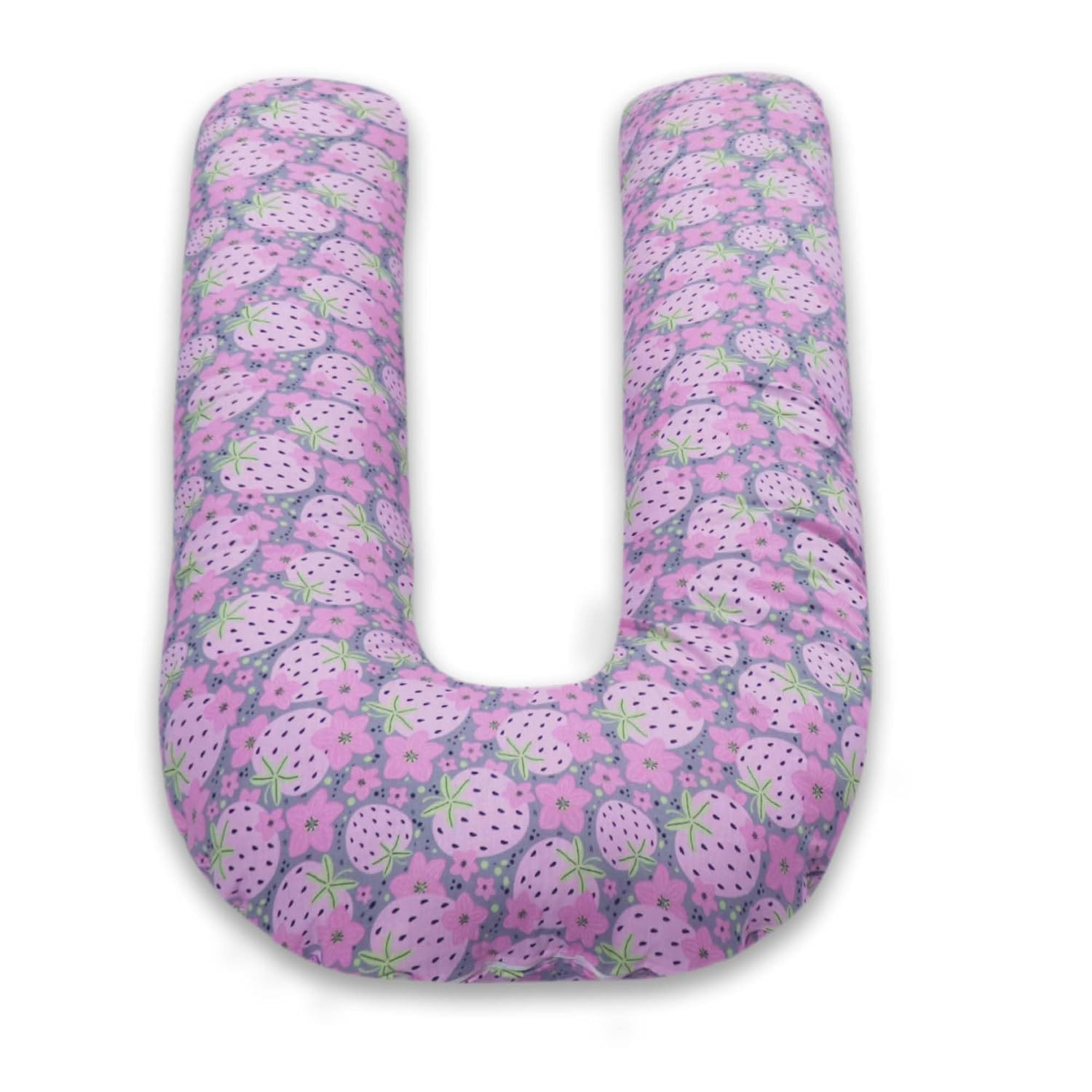 U Shaped Pregnancy Pillow, Maternity Pillow, 100% Cotton Cover, Strawberry Deign, Purple | Super Premium Pillow For Sleeping, Versatile Use, Pregnocare Microfibers, Comfortable Pillow
