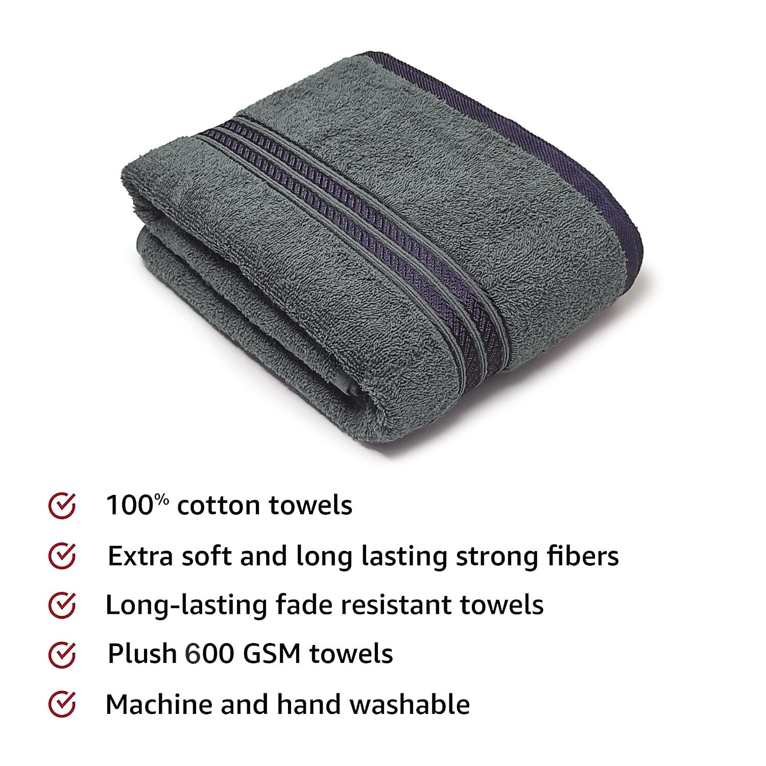 Lukzer Soft 100% Cotton Light Weight Super Absorbant Bath Towel 600 Gsm (Steel Grey)