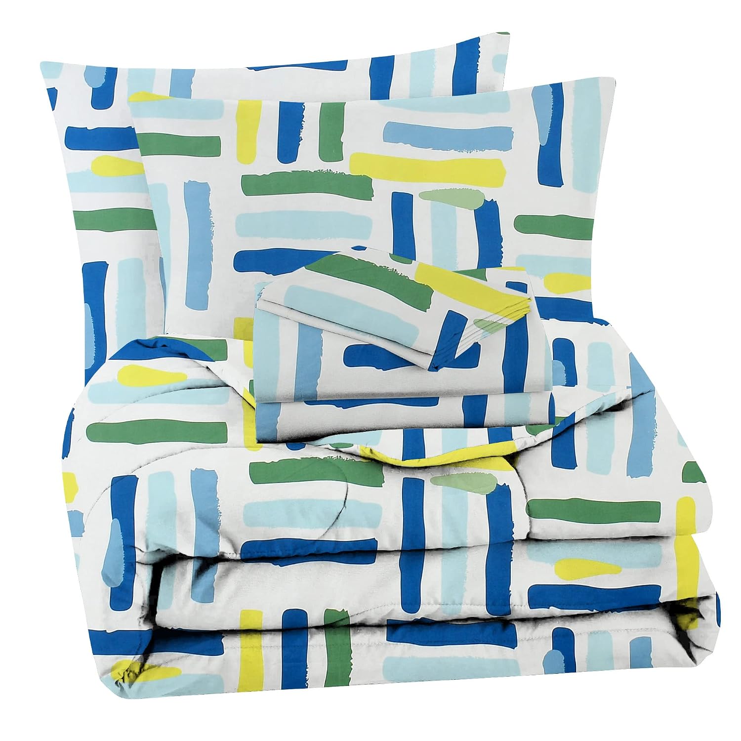 Bedding Set 1 Double Bedsheet, 2 Pillow Covers With 1 Comforter | 90 X 100 Inches, Multicolor | Perfect For Queen Bed Durable & Wrinkle Free - All Season Bedding