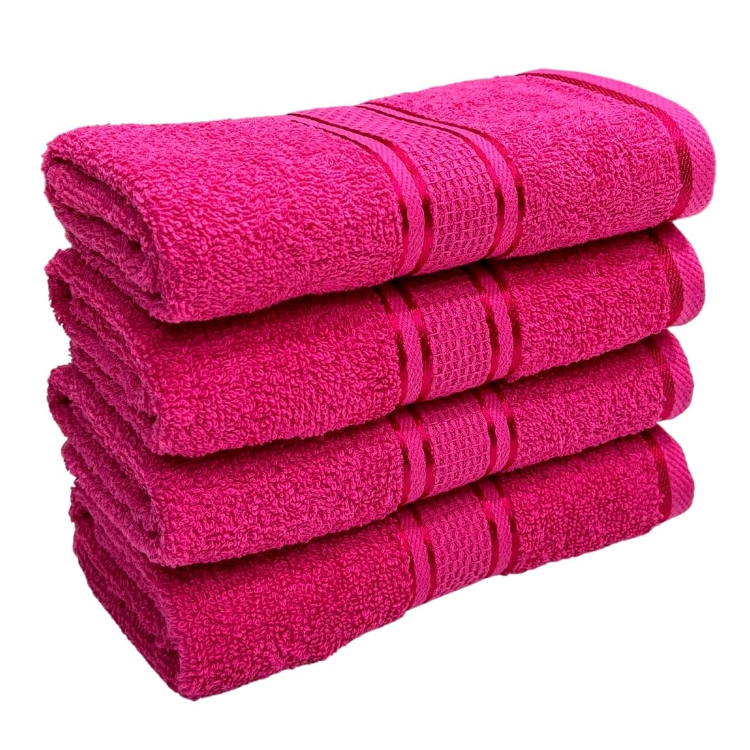 Stamio Cotton Hand Towel 800 Gsm | Soft, Absorbent, Quick Dry, Small Size Towels, Travel Friendly Towel (Magenta) - Set Of 4