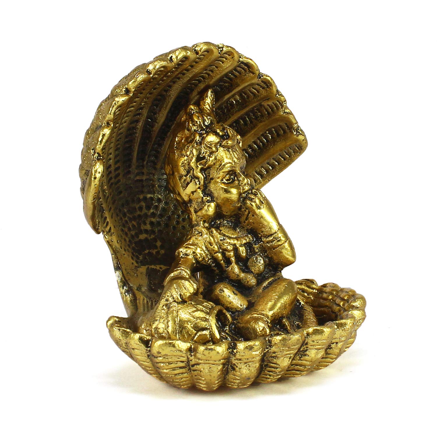 Golden Bal Gopal Krishna Having Makhan, Decorative Showpiece, Metal, Golden, Idol, Perfect For Occasions Like Krishna Janmashtami, Birthdays & Housewarmings, Etc | Handmade, Idol