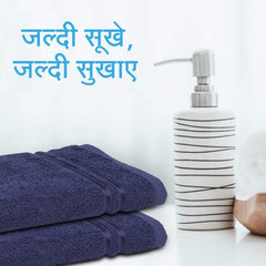 Welspun 100% Cotton Quick Dry Bath Towel 450 Gsm | Soft, Fluffy & Super Absorbent Extra Large Bath Towels (Dark Blue)