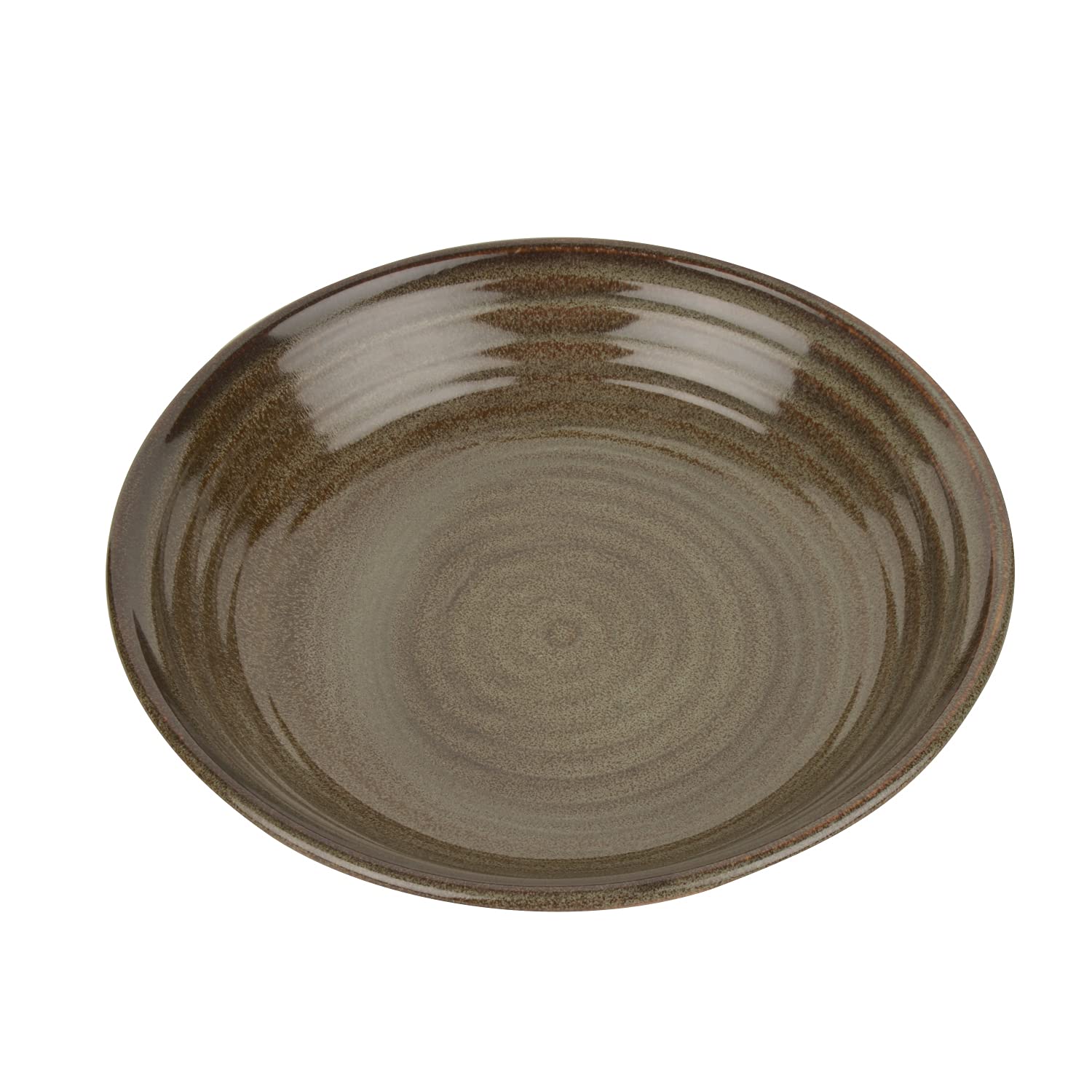 Studio Pottery Ceramic Shallow Serving Bowl - Brown, Diameter - 24 Cm, 800ml | Salad Bowl - Pasta Serving Bowl | Snack Bowl - Brown Symphony Collection