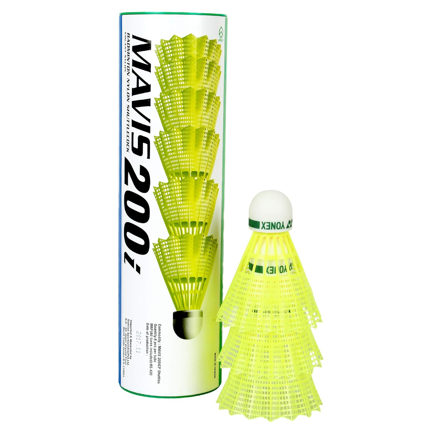 Yonex ZR 100 LIGHT Aluminum Strung Badminton Racquet With Full Cover, Colour - Red + Mavis 200i Nylon Shuttlecocks, Pack Of 6 (Yellow)