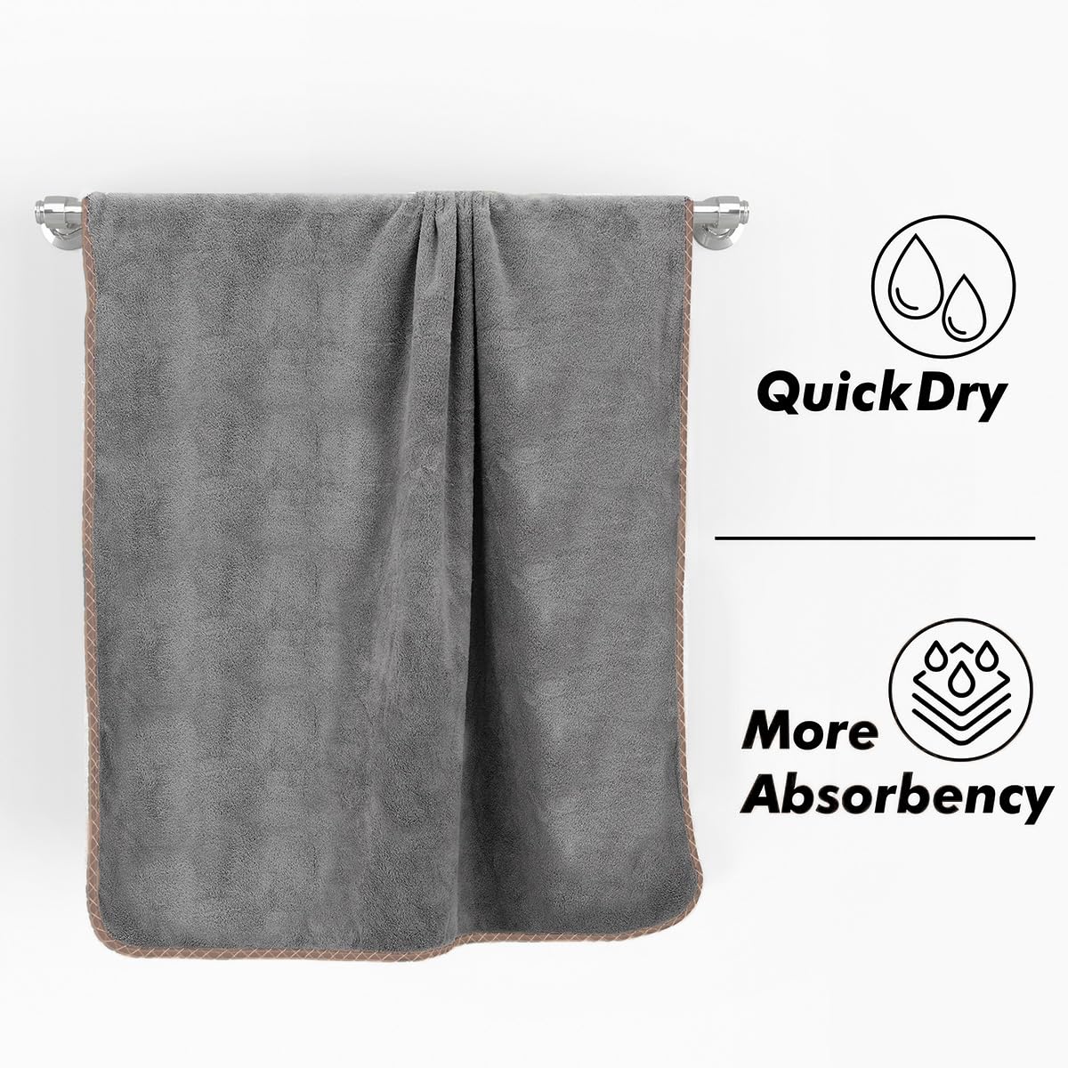 Urbanleaf Microfiber Large Bath Towel Quick Dry Super Absorbent Bath Towel | Towel For Bath, Travel, Gym, Beach, Pool & Yoga (Grey & Green)