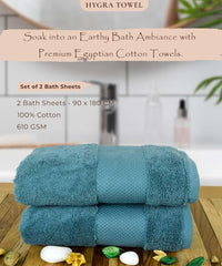 Rangoli Soft Absorbent Durable Towels Earthly Egyption Cotton Plush Oversized Large Size Bath Towel 1200 Gsm (Turquoise Blue)- Pack Of 2