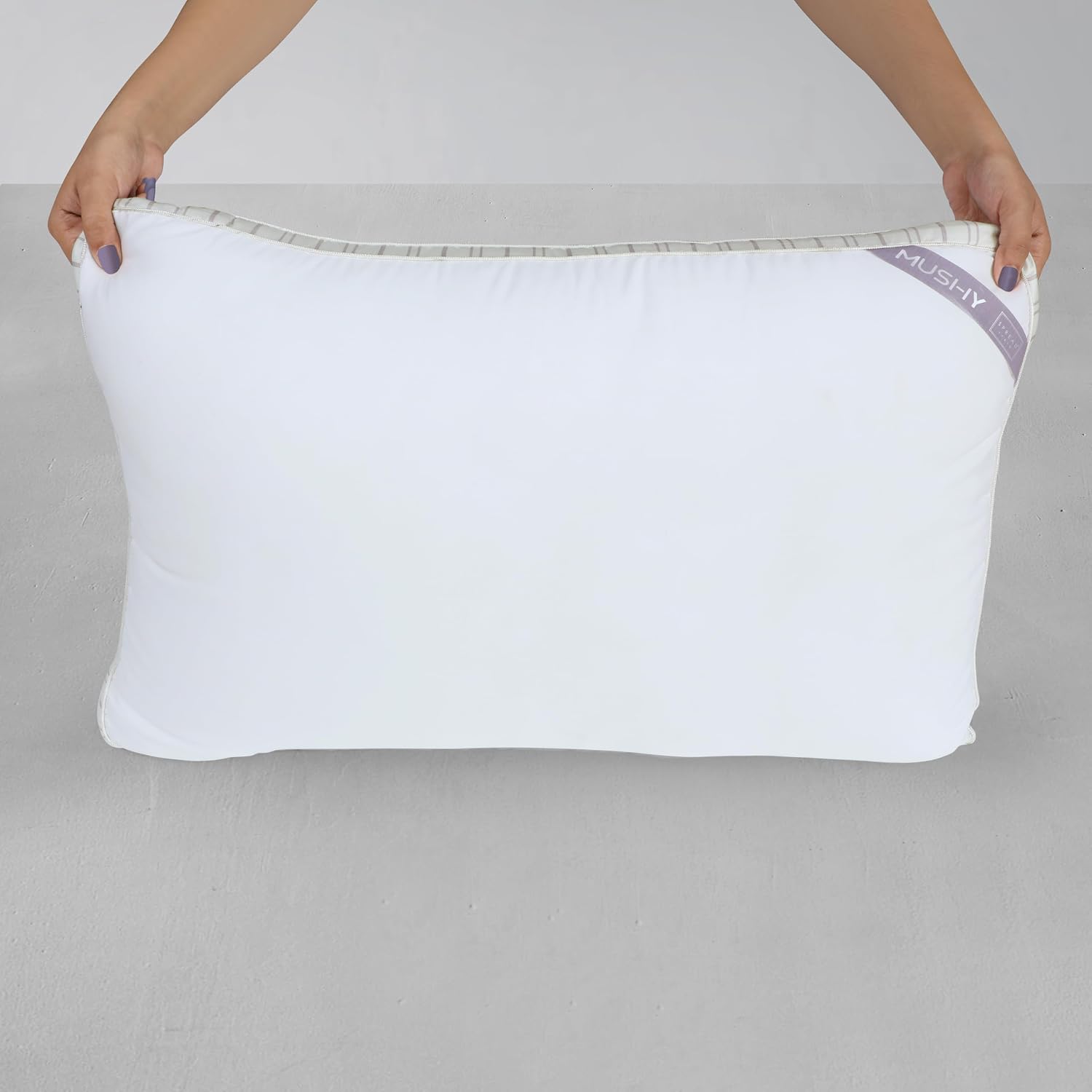 Microfiber Mushy Pillow For Sleeping & Neck Pain Relief, White - 55 X 86 Cm | Suitable For Back Side Sleeper & Stomach Sleeper | Comfortable & Breathable, Hypoallergenic - Set Of 1