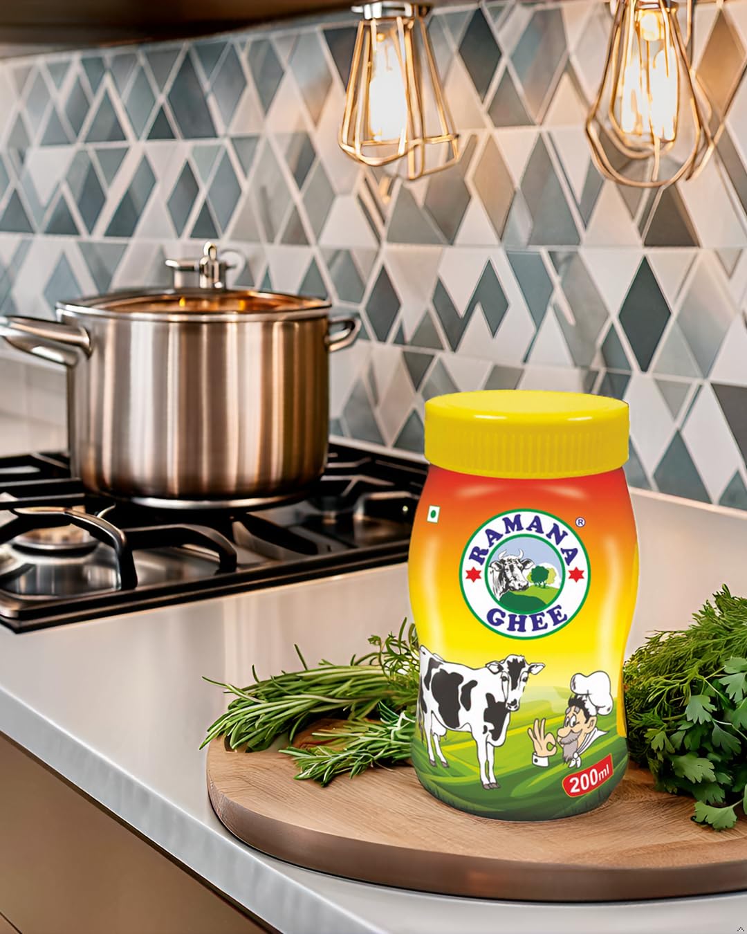 Organic Indian Cow Ghee By Ramana Ghee | Highly Nutritious Pure Traditional Ghee Perfect For Bakes Cookies | 2.5 Litre (500ml * 5) 84.5 Ounce | Jar Pack