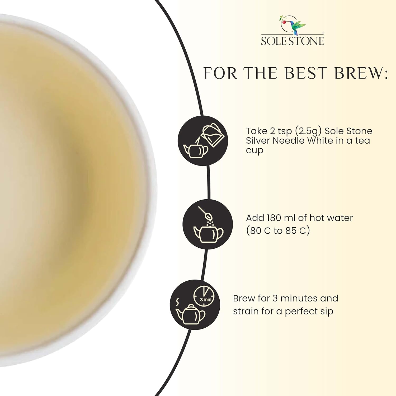 Sole Stone Silver Needle White Tea - 80gm, 2.8 Ounce, 32 Cups | Reduces Anxiety, Stress Relief - Rich In Antioxidants, 0% Bitterness, Low Caffeine | 100% Natural Whole Leaf Tea