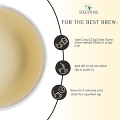 Sole Stone Silver Needle White Tea - 80gm, 2.8 Ounce, 32 Cups | Reduces Anxiety, Stress Relief - Rich In Antioxidants, 0% Bitterness, Low Caffeine | 100% Natural Whole Leaf Tea