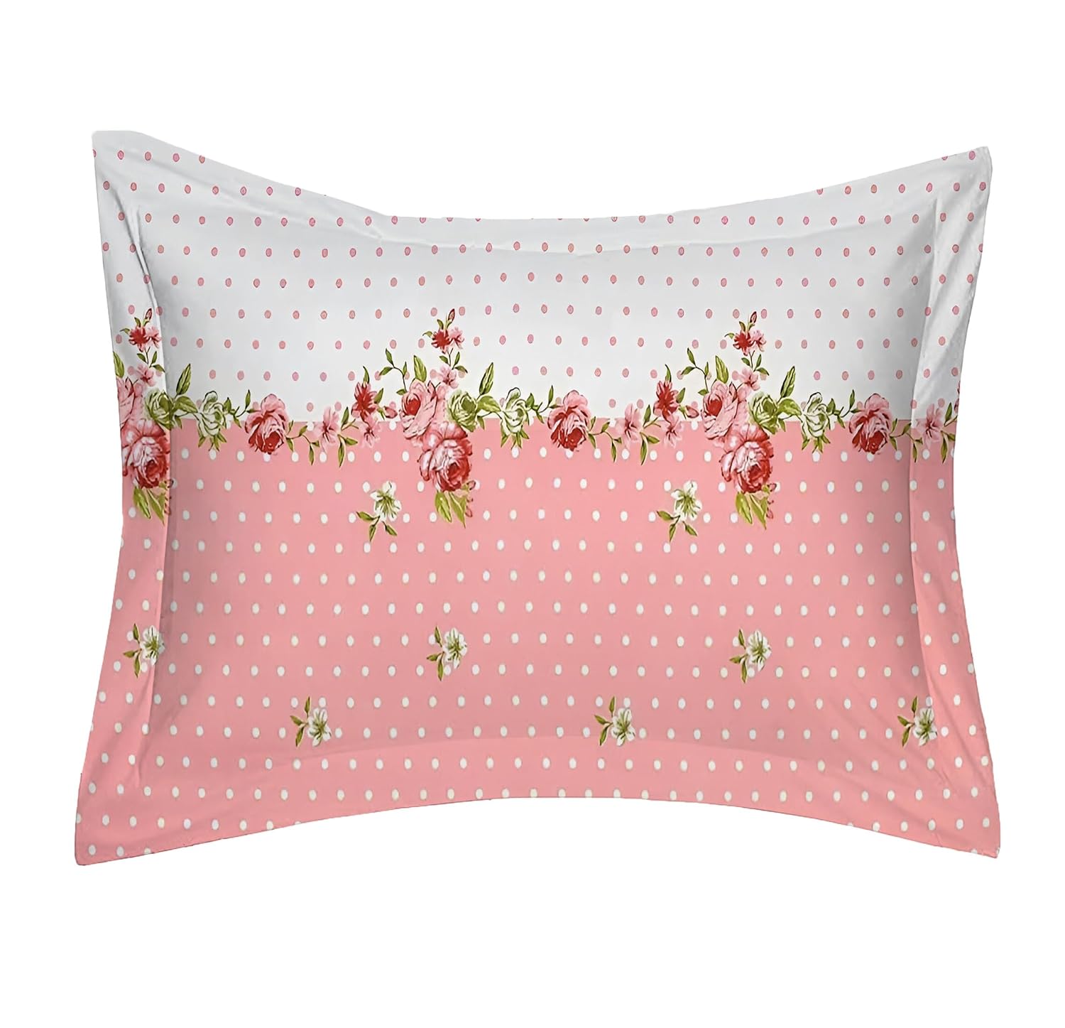 Floral Printed Single Bedsheet Size With 1 Pillow Cover - 60 X 90 Inches, Pink & White | Cotton Wrinkle Free Soft, Breathable | Durable & Long-Lasting