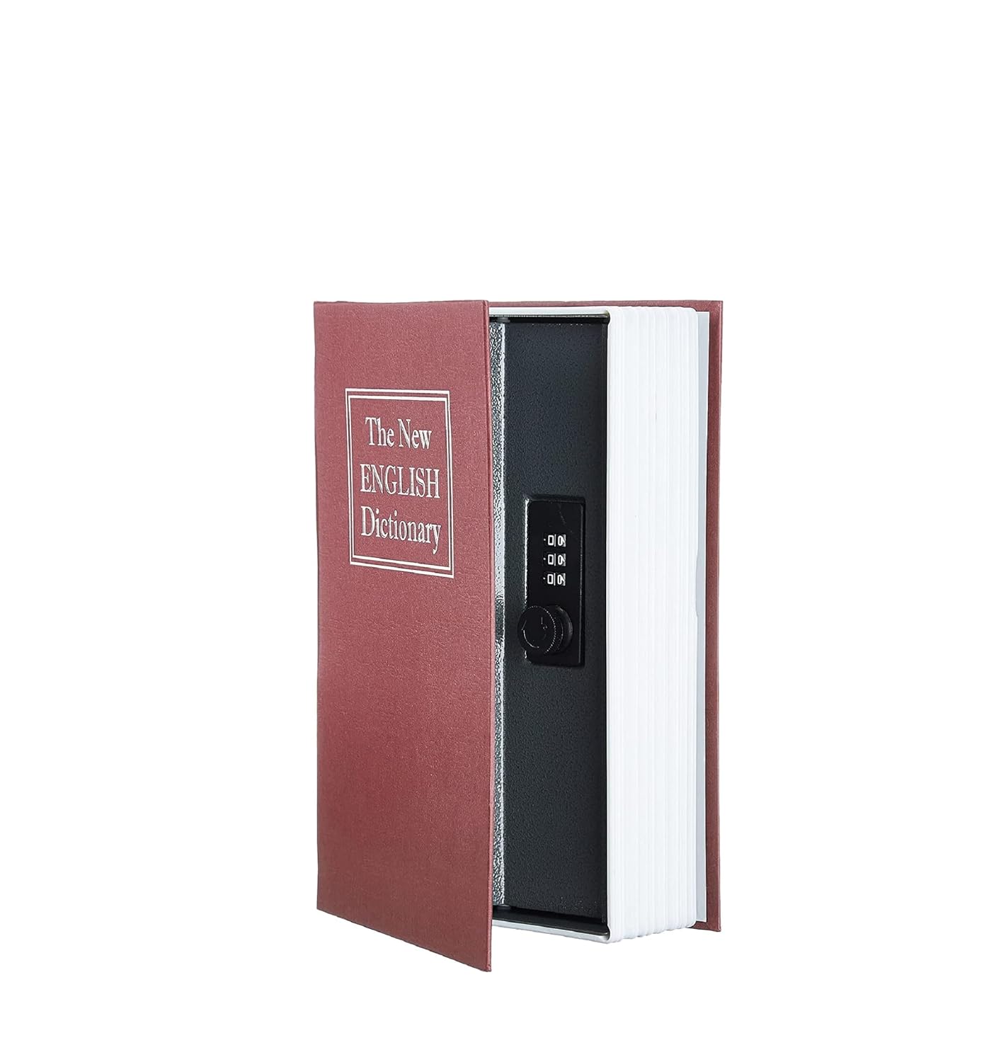 Alloy Steel Book Safe With Combination Lock, Dictionary Book Safe, Portable Safe Box, Great For Storing Cash, Jewellery, Kids, Money & Diamond Ring Small- 18*11.5*5.5 Cm, Colour - Red