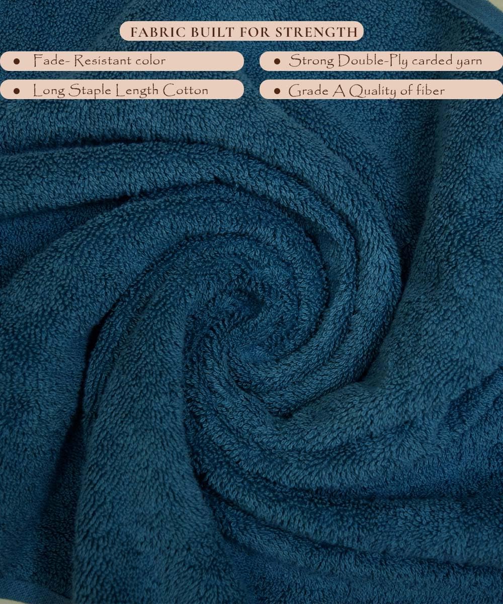 Rangoli Soft Absorbent Durable Towels Earthly Egyption Cotton Plush Luxurious Large Size Bath Towel 1000 Gsm (Teal)- Pack Of 2