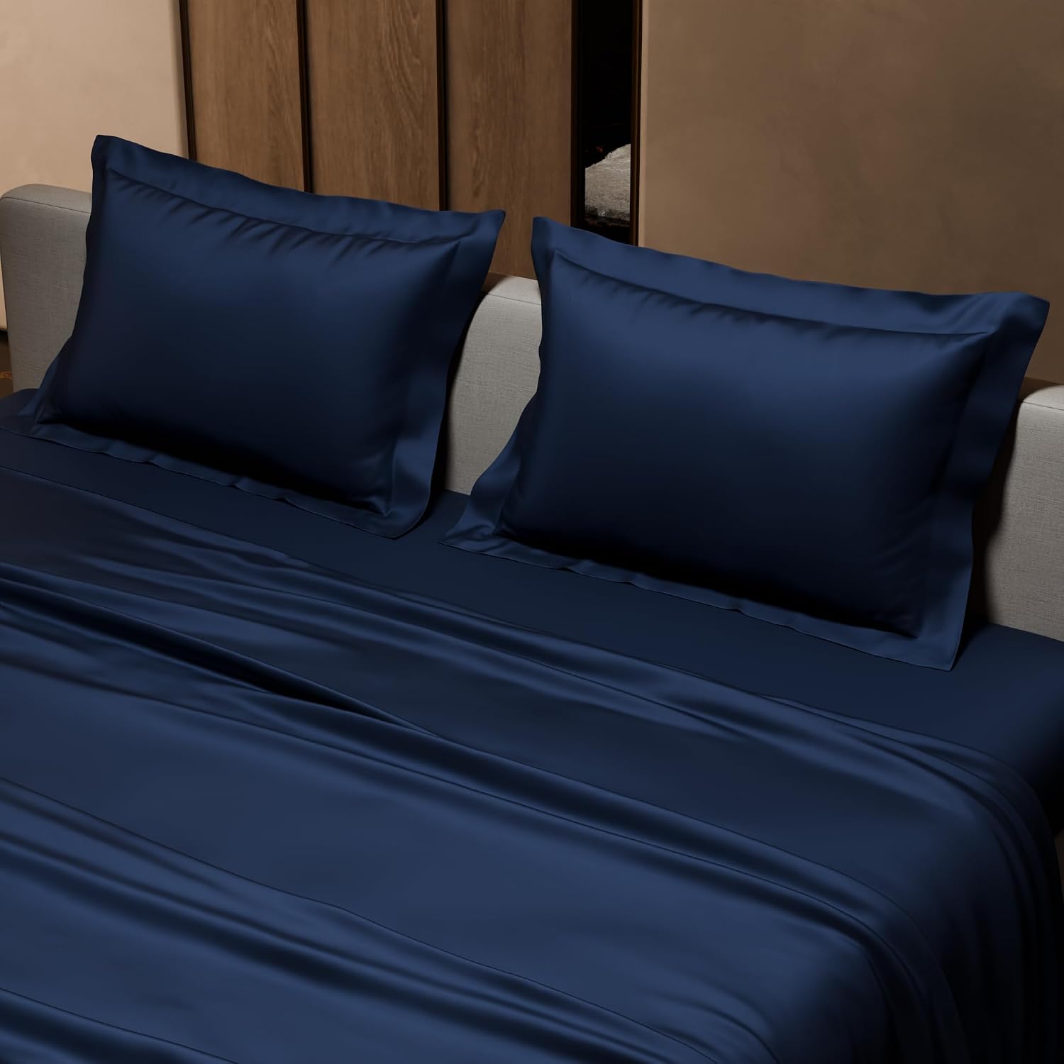 Double Bedsheet With 2 Pillow Covers - 90 X 100 Inches, Mystique Blue | Ultra Satin Premium Bedding Set | Gift For Couples, Wedding, Anniversary, Date Night