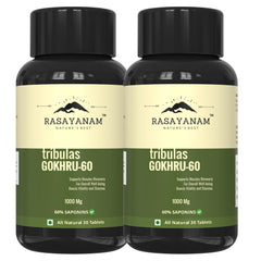Rasayanam Tribulas Gokhru Gokshura Tablets 1000mg Ultra High Concentrated 60% Saponins, Improves Vigour, For Both Men & Women | 60 Tablets 100gm 0.2lbs Each Pack Of 2