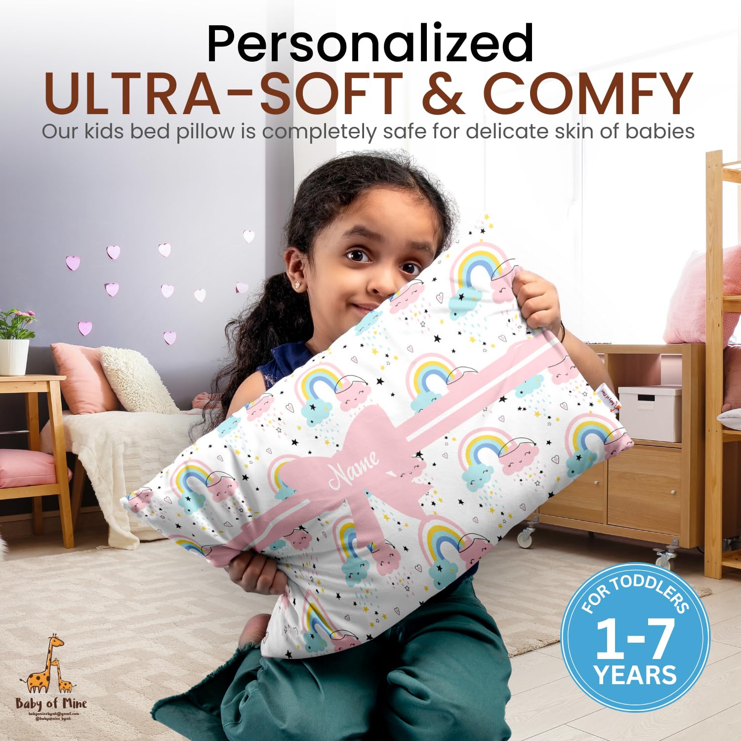 Personalized Pillow For Kids, Super Soft Cotton Kids Cushion - 12 X 18 Inches | Custom Name, For 5 Years Old Kids, Adorable Prints | For Head, Neck Support Baby Pillow - Pillow 17