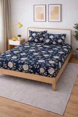 Bedsheet King Size With 2 Pillow Covers (72 X 78 Inches) Black & Cream | Double Bed With All Around Elastic Fitted - Durable & Long Lasting Wrinkle Resistant Fabric