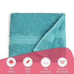 Livspace Paleto Collection Hand Towel 400 Gsm | 100% Cotton, Solid Dyed, Hand Towel Super Soft Absorbent (Teal) Set Of 2